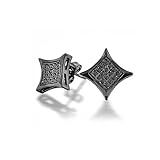Bling Jewelry Black Color CZ Kite Micro Pave Mens Stud Earrings