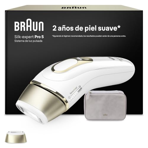 Braun Depiladora Luz Pulsada Silk·expert Pro 5, PL5100, Blanco/Oro