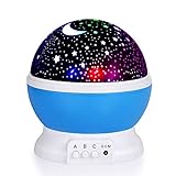 SUNNEST Kids Night Light, Moon Star Night Light Rotating Star Projector, Baby Night Light, Night Lighting Lamp 4 LED 8 Modes with USB Cable, Best for Bedroom Nursery Kids Baby Children Birthday Gift