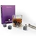 Whiskey Stones Set w/ 12 Granite Chilling Whiskey Rocks | Chill Your Scotch and Cold Drinks | Pouch, Tong and Pretty Box Included