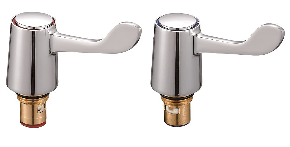 KEDWILL® Tap Revivers Kit 1/2” Lever Head Basin Sink Taps Mixers Bidet Handles Quarter Turn Valves Cartridges (Hot/Red & Cold/Blue Indicator) Replacement(2 Pack/Pair)