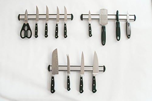 Set of 3 Aluminum 15-inch Magnetic Kitchen Knife Storage Rack - Never Rust Bar