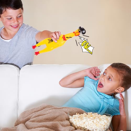 AMOR PRESENT Squeaky Rubber Chicken, Pirate Squeeze Chicken Toy Screaming Rubber Chicken for Halloween Party Favors Prank Novelty Pet Toy