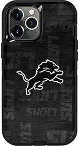 Skinit Decal Phone Skin Compatible with OtterBox Defender Case for iPhone 12 Pro Max - Officially Licensed NFL Detroit Lions Black & White Design