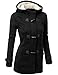 Zestway Womens Warm Casual Wool Blended Classic Hooded Pea Coat Jacket Black XXL
