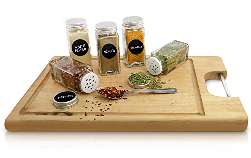 Nellam 12 Square Spice Jars Set with Shaker Tops and Sticker Labels 4oz Clear Glass Containers with Silver Top Kitchen Organizer Bottles for Pepper Salt Herbs and Spices