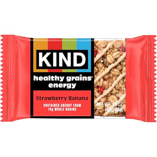 KIND HEALTHY GRAINS ENERGY BARS, STRAWBERRY BANANA, GLUTEN FREE, HEALTHY SNACKS, 19G WHOLE GRAINS, 5 COUNT