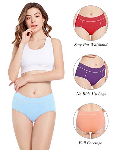 cassney Women\'s Underwear Ladies Cotton Mid-high Waisted Panties Briefs 5 Pack(Multicoloured, Small)