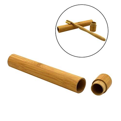 CactusAngui Portable Bamboo Toothbrush Tube Case Holder Travel Camping Bathroom Accessory Wooden