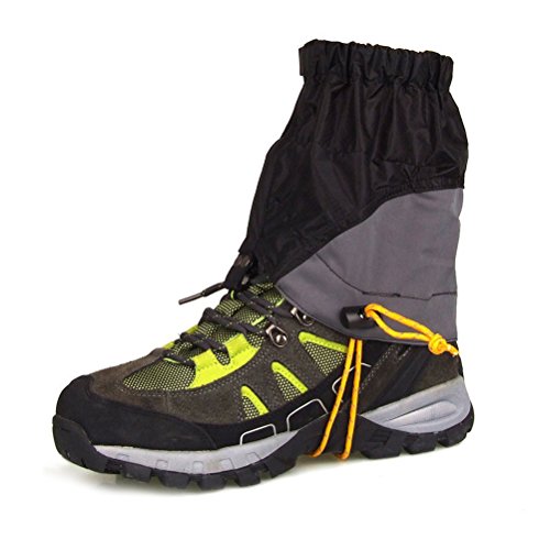WINOMO Pair of Outdoor Waterproof Ankle Walking Gaiters Hiking (Black)