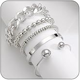 GYRMMUE 5Pcs Gold Stackable Bracelets for Women Vintage Boho Chunky Bangle Bracelets Set Hip Hop Gothic Punk Cuban Paperclip 