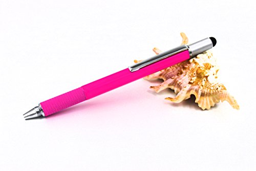 6 in 1 Multitool Pen with Gift Box - Includes 1 Ballpoint Pen, Universal Stylus Pen, Ruler,Flat and Phillips Screwdriver Bit, Level Gauge - The Perfect Multi-Function Gadget (Pink)