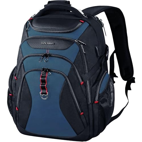 KROSER Travel Laptop Backpack Heavy Duty Computer Backpack with Hard Shell Saferoom RFID Pockets Water-Repellent Business College Daypack Stylish School Laptop Bag for Men/Women