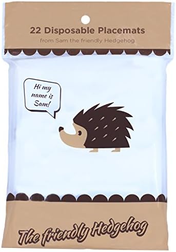 Disposable Placemats from The Friendly Hedgehog - 66-Count (3 Bags of 22) - for Baby or Toddler - BPA Free and Eco-Friendly - Stick On Table Topper Placemat for Kids