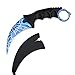 WeTop Karambit Knife, CS-GO for Hunting Camping Fishing Self Defenses and Field Survival, Stainless Steel Fixed Blade Tactical Knife with Sheath and Cord (Spider Web Blue).