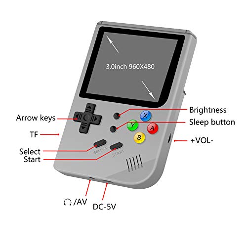 Neutral Handheld Game Console,Upgrade Retro Game Open Source Support Multi-Language, RG300 Handheld 16GB Memory 3000 Games 3.0 inch Screen Mini Handheld Children and Home Game Console (Gray)