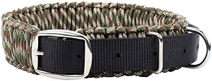 HLHRainbow Dog Collar for Large Dog with Strong Metal Buckle-550 Handemade Paracord 18"-25" Adjustable Length,1.5" Width for Alaskan Malamute,Husky (Camouflage)