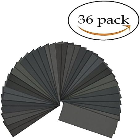 Sandpaper -400 to 3000 Grit Wet Dry Sandpaper Assortment Abrasive Paper Sheets for Automotive Sanding Wood Furniture Finishing, Wood Finish Sand Paper - Grit Sandpaper (36PCS)
