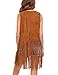 HOTOUCH Country Concert Outfits for Women Fringe Vest Leather Vest Cowgirl Top Faux Suede Vest Ethnic Lightweight Sleeveless Long Vest Boho Jacket Brown S