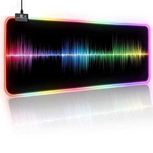 RGB Gaming Mouse Pad - Large Led Mouse Mat, 2020 Newest Melody Design with Smoothly Waterproof Surface, Non-Slip Rubber…
