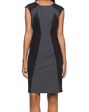 Womens Faux-Suede Panel Sheath Dress