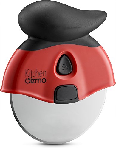 Kitchen Gizmo, Pizza Cutter Wheel - Smooth Slicing With Sharp Stainless Steel Blade - Specially Designed Ergonomic Rubberized Grip And Protective Sheath With Stand - Blade Comes Out For Easy Cleaning