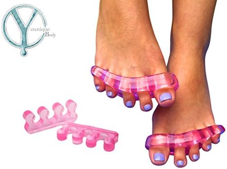 Younique Body Gel Toe Separators - 2 PAIRS - for Straightening Toes, Pedicures, Bunion Relief, Hammer Toe, and Foot Spa Relief &amp; Relaxation