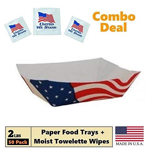 image for Paper_Party_Trayz USA Flag Paper Food Trays, (2 LB) Take Out Food Boat