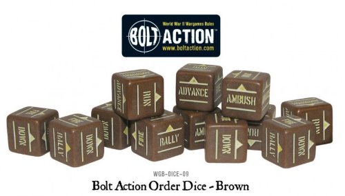 Brown Pack Of 12 Bolt Action Orders Dice