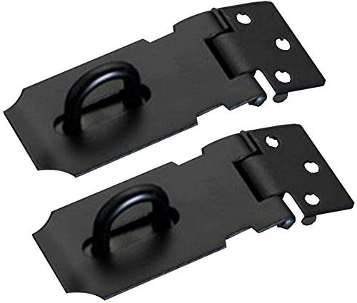 2Pcs 4" Black Heavy Duty Secure Door Latch Hasp and Staple Lock Used for Gate Shed Garage Barn