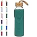 ORIGIN - Best BPA-Free Glass Water Bottle with Protective Silicone Sleeve and Bamboo Lid - Dishwasher Safe – 22 Ounce (Seaside Green)