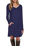 Happy Sailed Women Long Sleeve Pocket Casual Loose T-Shirt Dress