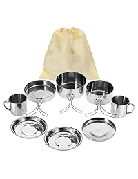 dilwe equipo de juego de taza de portátil de acero