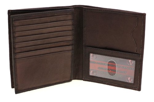 Paul & taylor brown leather hipster center flap bifold wallet