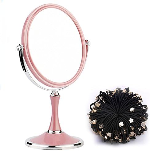 Power uk- Makeup Mirror Desktop Simple Large European Princess Mirror Double-sided Mirror HD Magnifier Desk Dorm Mirror (Color : Pink-small)