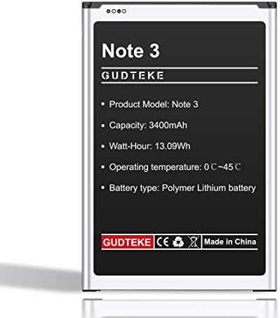 GUDTEKE Batterie pour Samsung Galaxy Note 3 Batterie de Remplacement Lithium-ION 3400mAh améliorée Batterie Interne pour Samsung Note 3