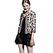 BUENOS NINOS Women's 3/4 Sleeve Ethnic Embroidery Cardigan Retro Printed Flyaway Jacket Coat Beige M