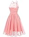 Sunvary Prom Cocktail Dresses Short Lace Chiffon Bridesmaid Open Back Dress for 2018 Graduation Daily Summer Wear-L-Pink