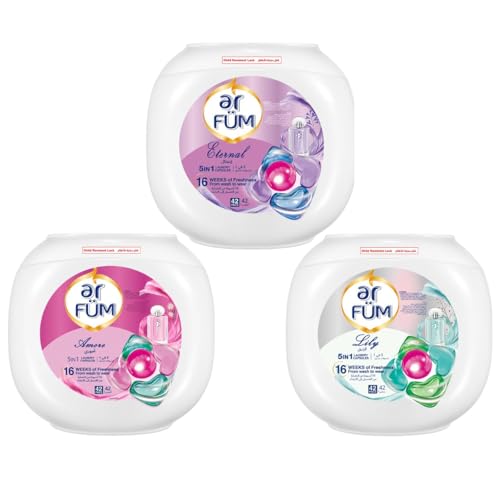 Centralin Arfum Pods, 5-In-1 Laundry Detergent Capsules With German Formulated Pods And 16 Weeks Of Long-Lasting Fragrance (Eternal, Amore, Lily), 3 X 42 (126 Capsules)