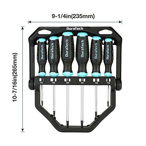 DURATECH 6PCS Magnetic Screwdriver Set with 180° Rotating Plastic Rack, 3 Phillips and 3 Slotted/Flat Head Precision Screwdriver
