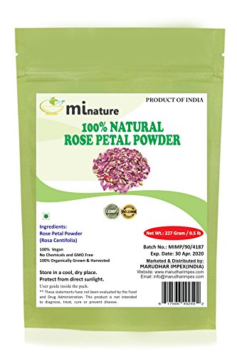 Rose Petal Powder - Hair & Skincare-Pure Natural Rejuvenating Moisturising Antiageing Cooling Face Mask Skin Lightener Brightener Even Tone Complexion - 227g/1/2 lbs/8 oz