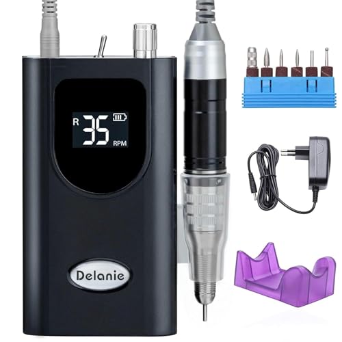 Elektrische Nagelfräser 35000 U/min, Delanie Wiederaufladbare Fräser für gelnägel Nagellack, Maniküre set Elektrische Nagelfeile mit Nagel bits, Einst