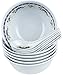 Asian Soup Spoons Bowls - Melamine White Chinese Spoon Pho Rice Miso Bowl 6 Set (GrapeVine, 6-inch Diameter)
