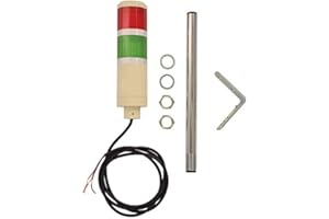 Signaworks 2 Stack Super Bright LED Tower Light, Steady & Flashing, 110 VAC. Red/Green, 12 inch Threaded Pole, Right Angle Bracket, 5 Foot Bare Wire Leads (NO Power Cord OR Controls Included)