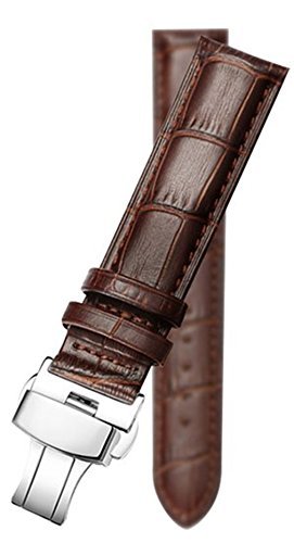 20mm AKIY Watch Bands Regular Length Replacement Watchbands With Stainless Steel Butterfly Strap Brown