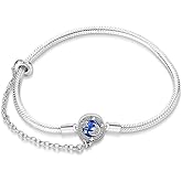 Pandach 925 Sterling Silver Charm Bracelet For Woman Basic Butterfly Heart clasp Snake Chain Bracelet Gift for Teen Mother Daughter