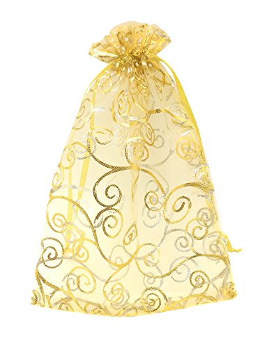 SUNGULF 100pcs Organza Pouch Bag Drawstring 5x7