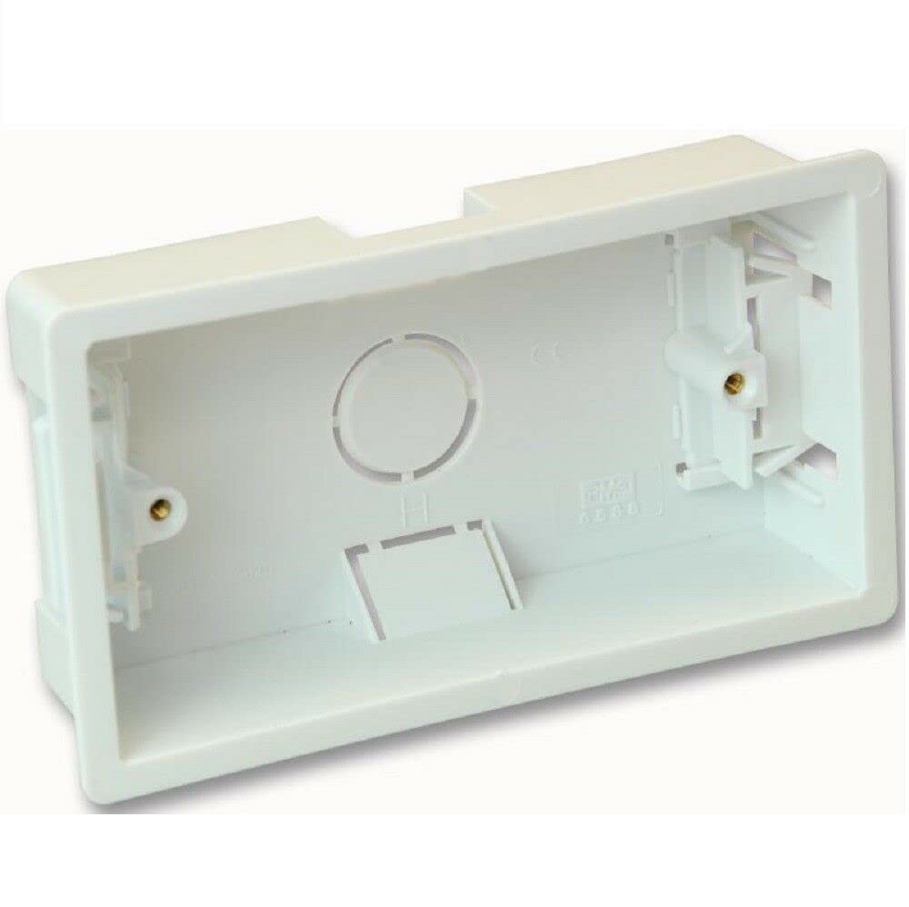 Mr Gadget's Solutions Dry Lining Pattress Back Box Double 2 Gang White Wall Flush Mount Pattress Socket box