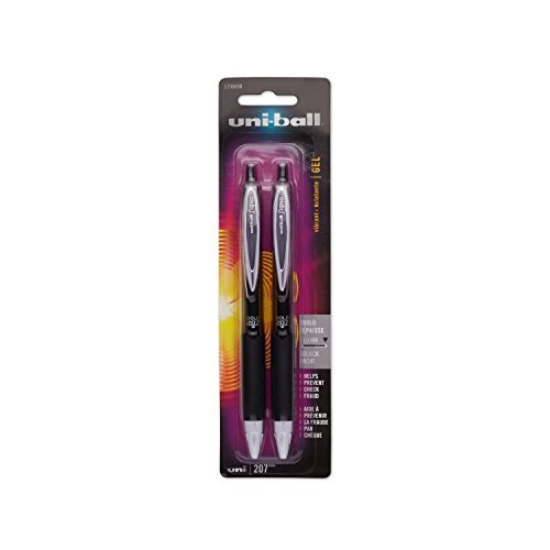 uni-ball 207 Retractable Gel Pens, Bold Point (1.0mm), Black, 2 Count