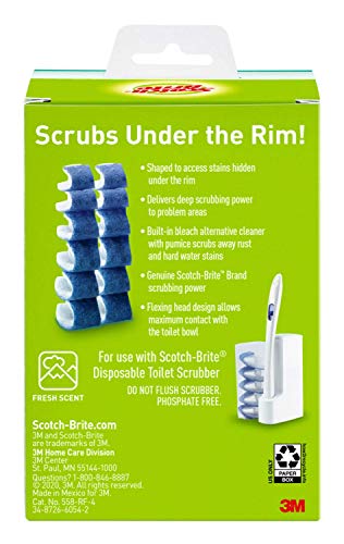SCOTCH-BRITE DISPOSABLE TOILET SCRUBBER REFILLS, REMOVES RUST & HARD WATER STAINS, 10 DISPOSABLE REFILLS BLUE